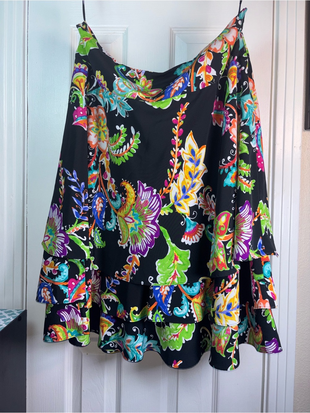 Lauren Ralph Lauren Black Multicolor Floral Print skirt size 16 - Picture 2 of 14